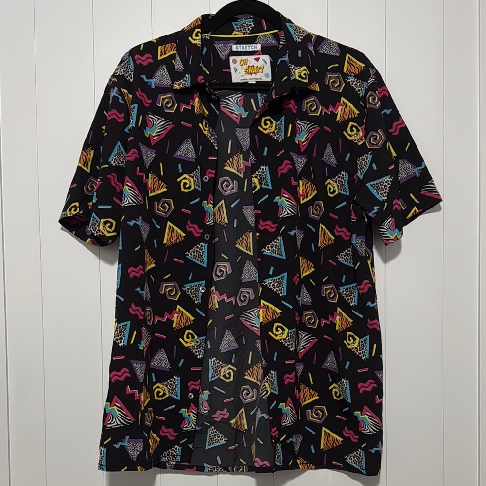 Men’s Jr 80s Patterned Button Up + NWTs Shorts Set